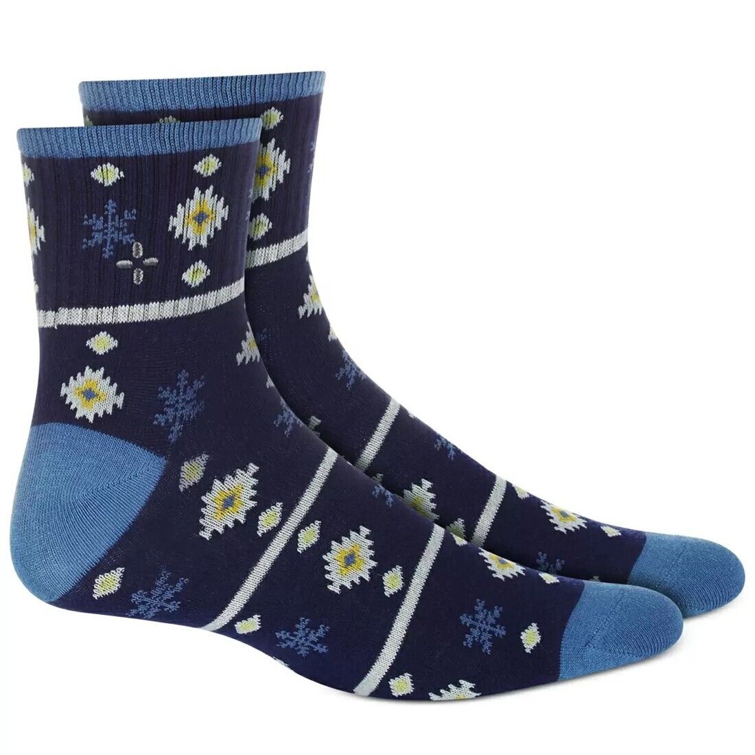 Sun Stone Mens Snowflake Half-Calf Sock  Color Blue Snowflake ONE SIZE