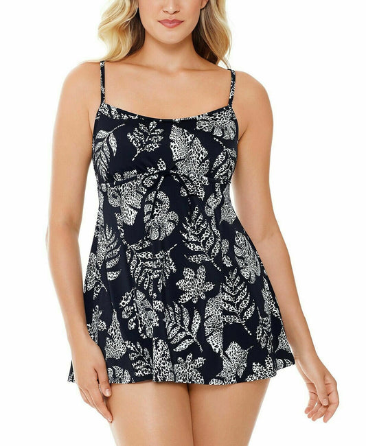 Swim Solutions Swimdress One piece Empire Princess Spotted Leaves 5540398 