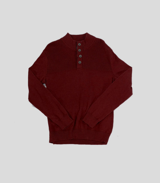 CLUB ROOM MEN’S SWEATER RIBBED FOUR BUTTON KNIT PULLOVER  Color Red Size S