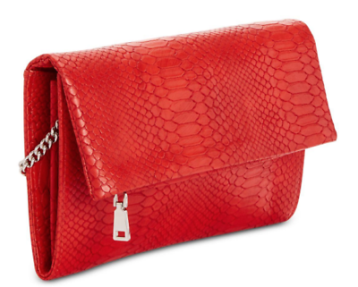 INC Averry Tunnel Red Crossbody Embossed Snake Shoulder Bag Convertible Clutch