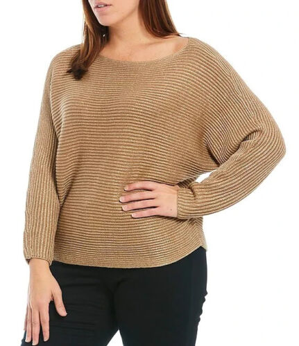 Lauren Ralph Lauren Womens Dolman-Sleeve Boatneck Sweater  Color Shiny Gold Lurex Size L