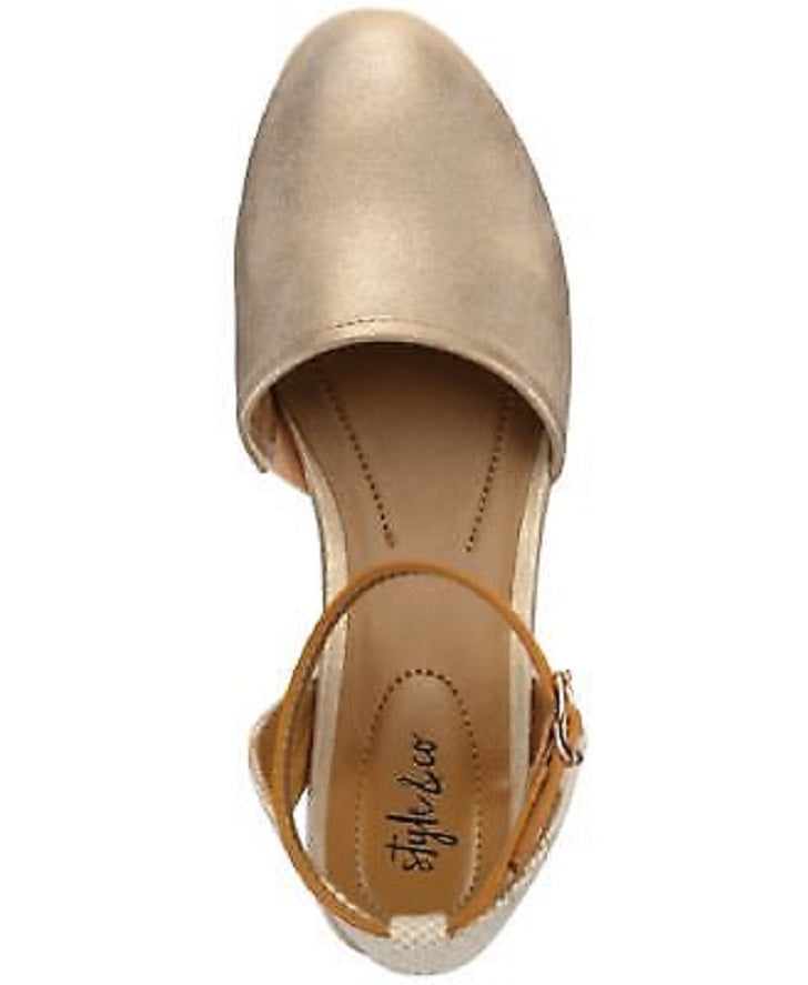 Style & Co Womens Mailena Round Toe Wedge Buckle Espadrille  Color Beige Size 8M