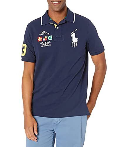 Polo Ralph Lauren Men's Yacht Club Big Pony Mesh Short Sleeve Polo Shirt  Color Blue Size L