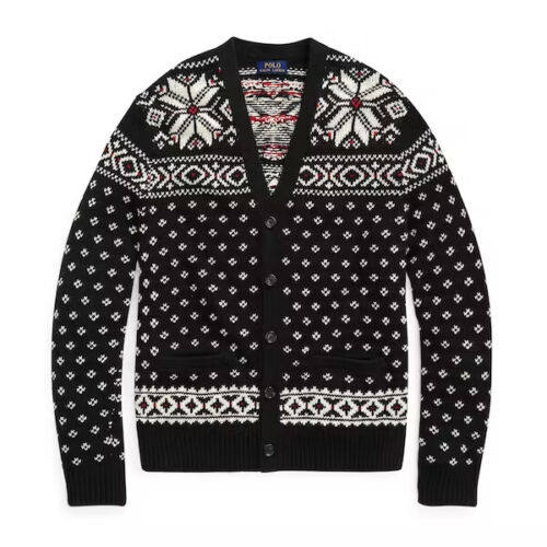 Polo Ralph Lauren Men's Snowflake Cotton-Cashmere Cardigan  Color Black Size L