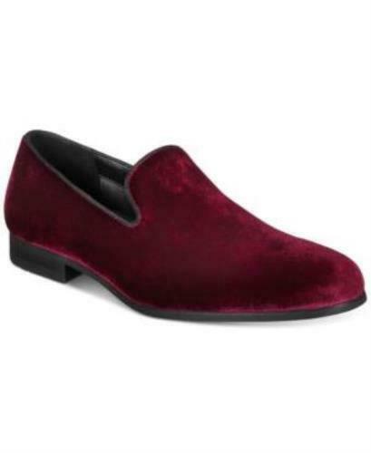 INC International Concepts Men's Trace Velvet Loafers, Created for Macy's Color: Red Size 10M