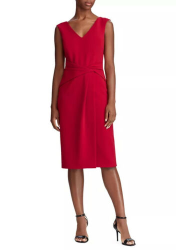 Lauren Ralph Lauren ASTAH Ruched Sleeveless Dress  Color Scarlet Red Size 6