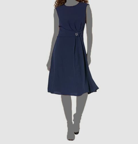 Lauren Ralph Lauren Double-Faced Fit-and-Flare Dress  Color French Navy Size 16