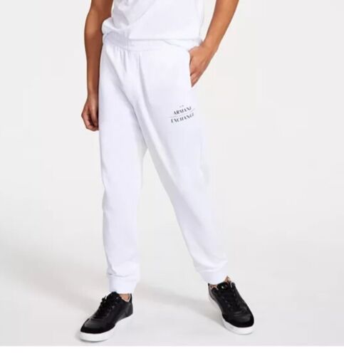 AX Armani Exchange Men's Logo Print Sweatpants  Color White Size 2XL