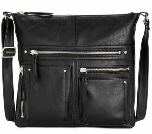 INC International Concepts Black Riverton Messenger Crossbody  Color Black