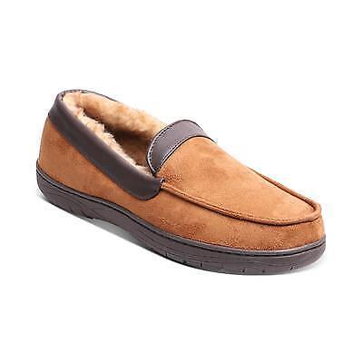 Haggar Mens Faux-Shearling Venetian Slippers  Color Tan Size XL (11-12)