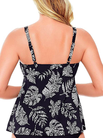 Swim Solutions Spotted Leaves Printed Underwire Tankini Top