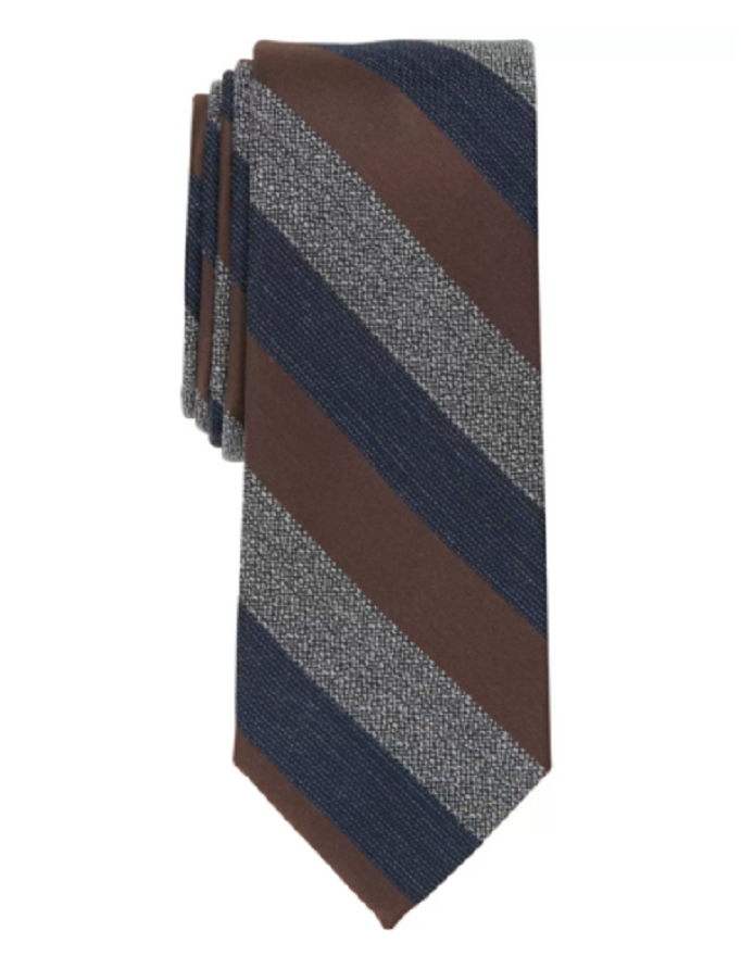 Bar III Mens Hall Skinny Stripe Tie  Color Brown One Size Style 13C1-3000