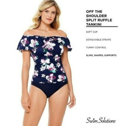 Swim Solutions Separates Off Shoulder Tankini Top 