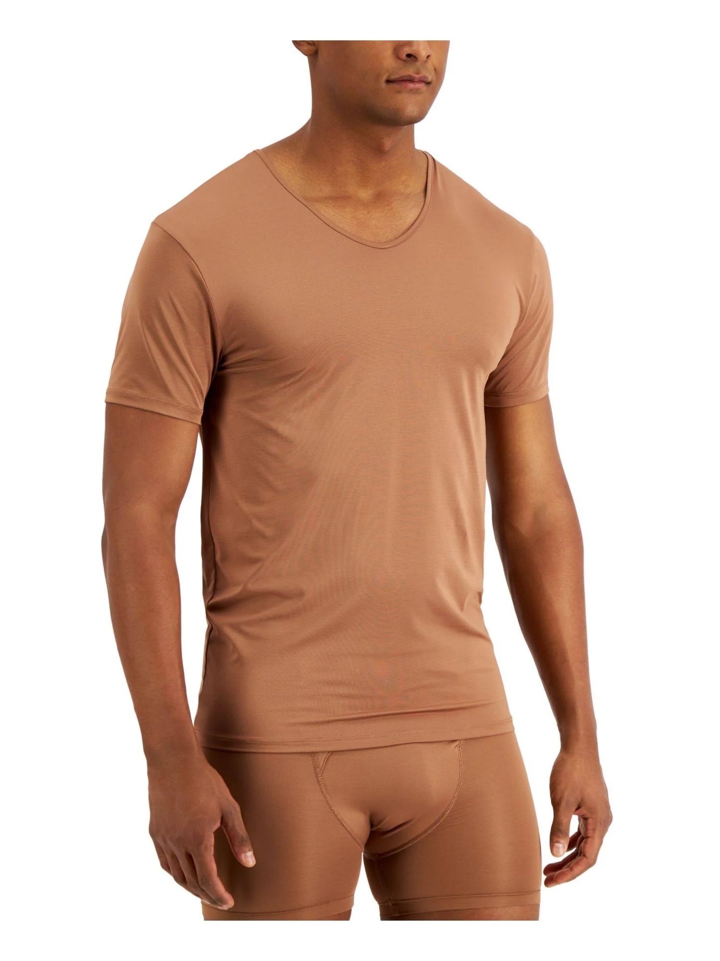 ALFANI Men's Air Mesh Undershirt  Color Brown Size M