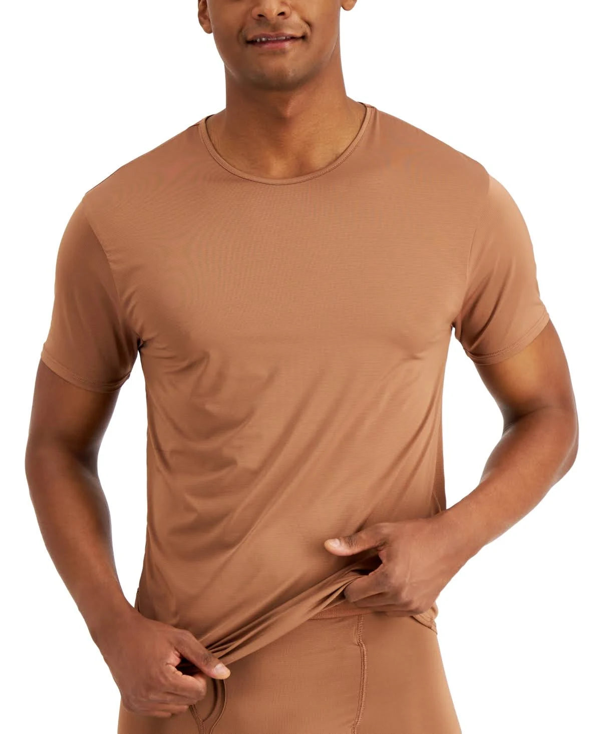 ALFANI Men's Air Mesh Undershirt  Color Brown Size M