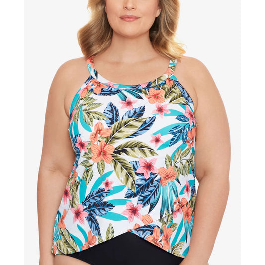 Swim Solutions Plus Montego Bay Printed Underwire Tankini Top  MultiColor Size 22W